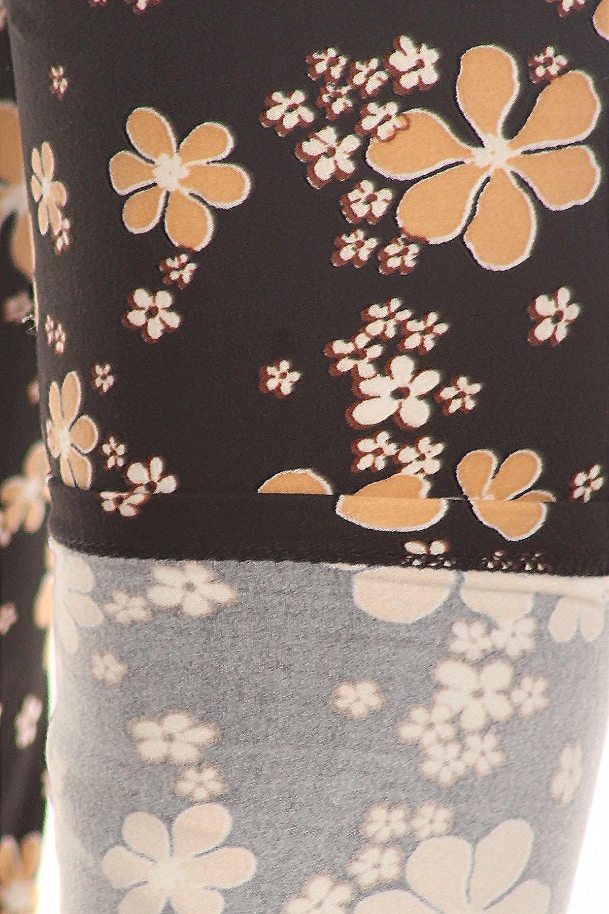 Super Soft Peach Skin Fabric, Floral Graphic Printed Knit Legging With Elastic Waist Detail. High Waist Fit - Pearlara