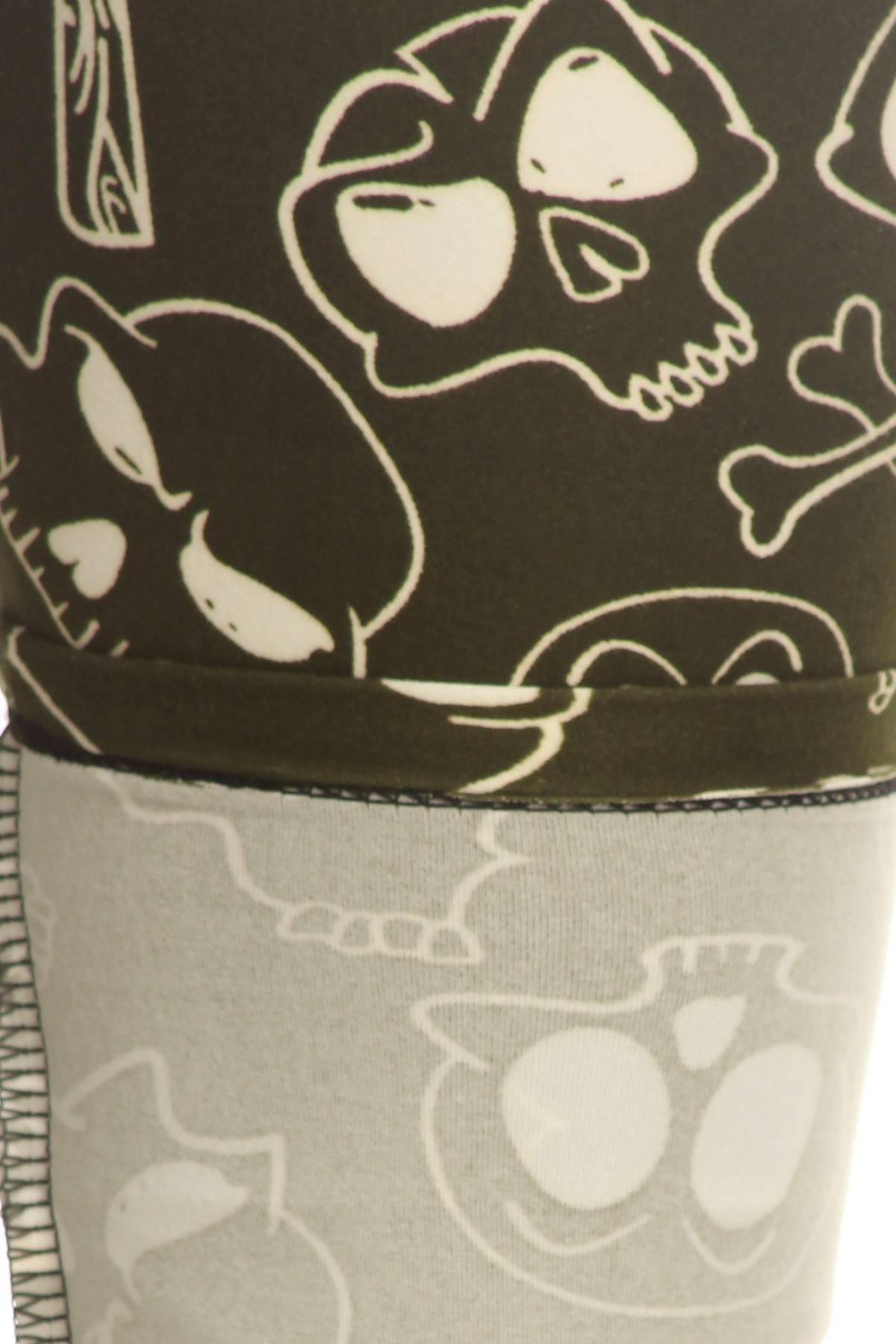 Skulls And Bones Graphic Printed Knit Legging With Elastic Waist Detail. High Waist Fit. - Pearlara