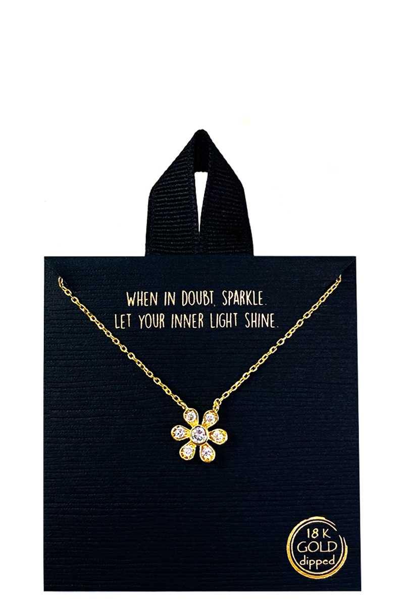 18k Gold Rhodium Dipped Flower Pendant Necklace - Pearlara