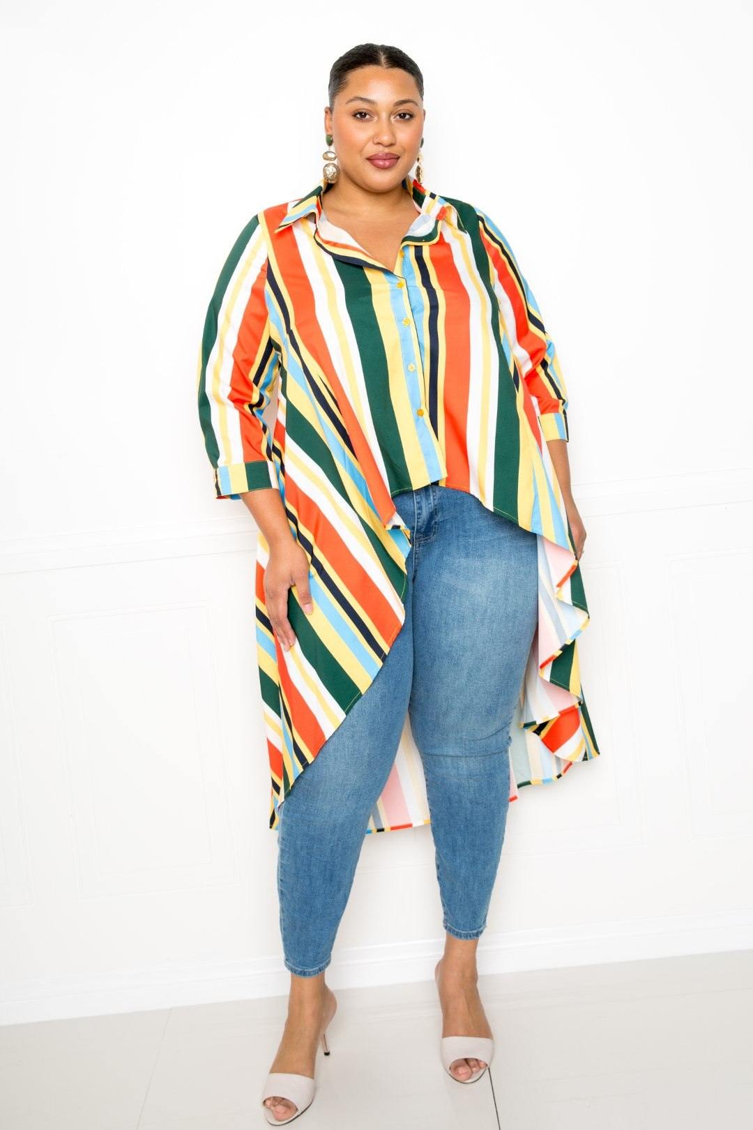 Striped Hi Low Shirt - Pearlara