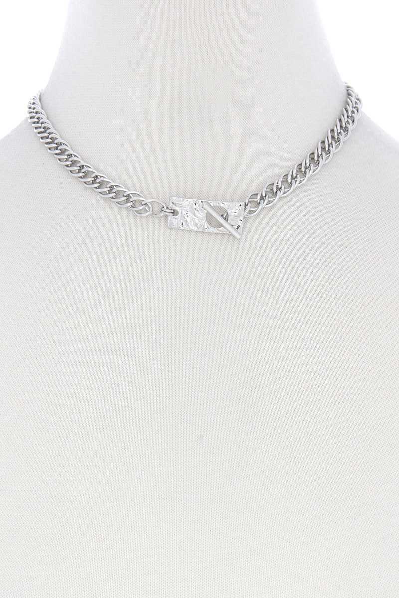 Hammered Rectangle Toggl Clasp Necklace