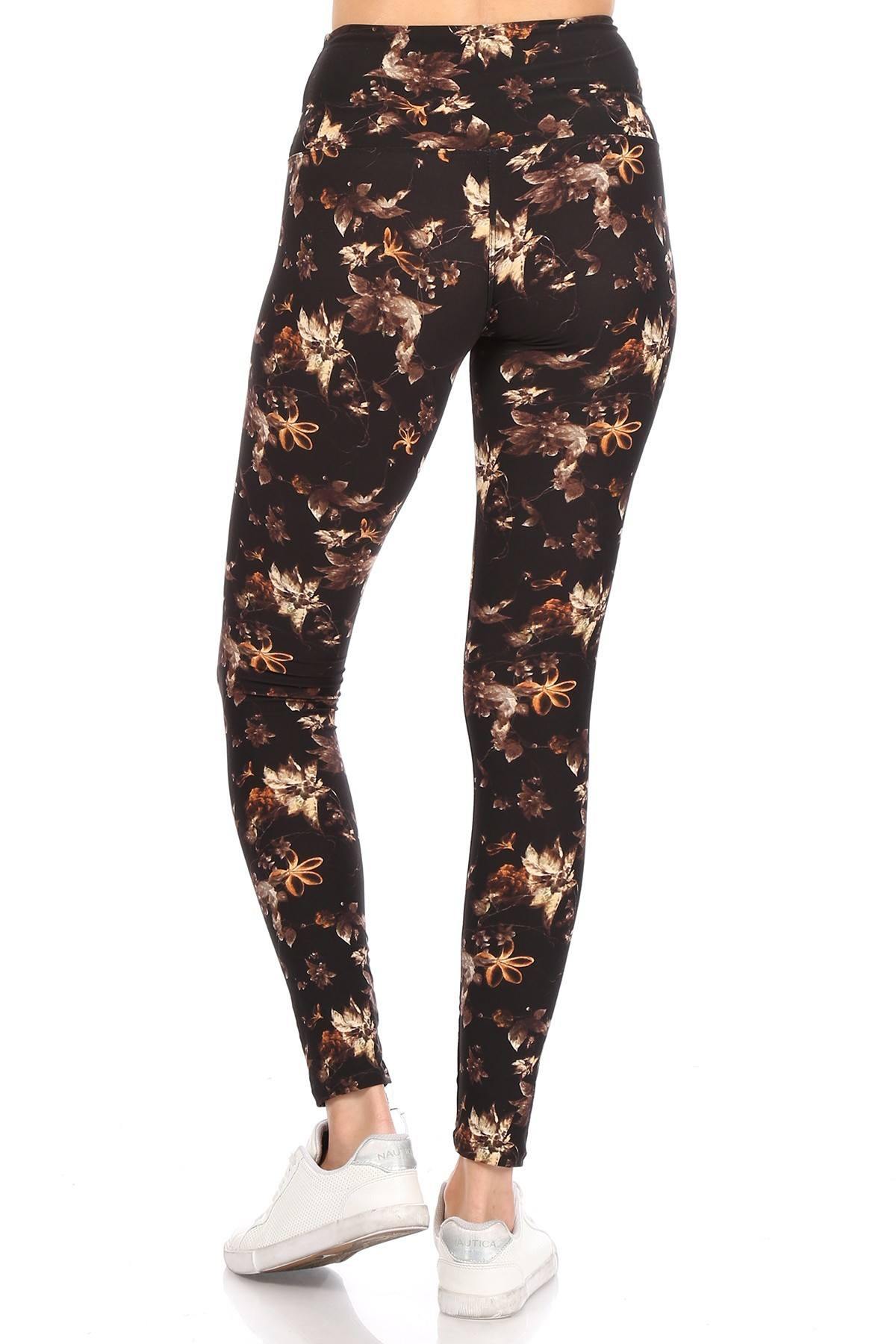5-inch Long Yoga Style Banded Lined Multi Printed Knit Legging With High Waist - Pearlara