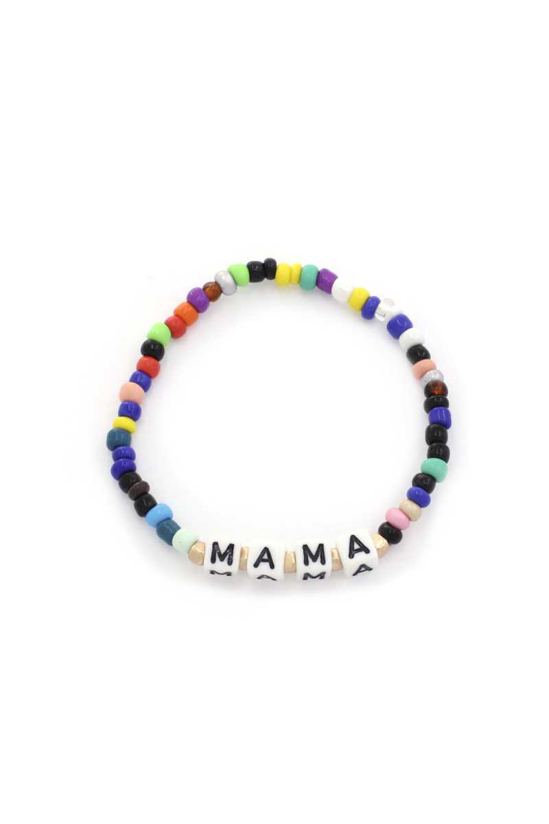 Mama Quote Beaded Stretch Bracelet