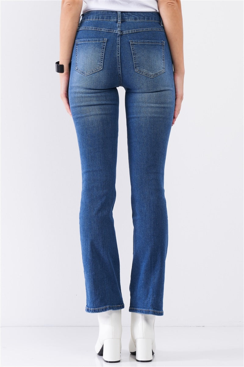 Medium Blue Denim High Waisted Skinny Boot Recycled Jeans