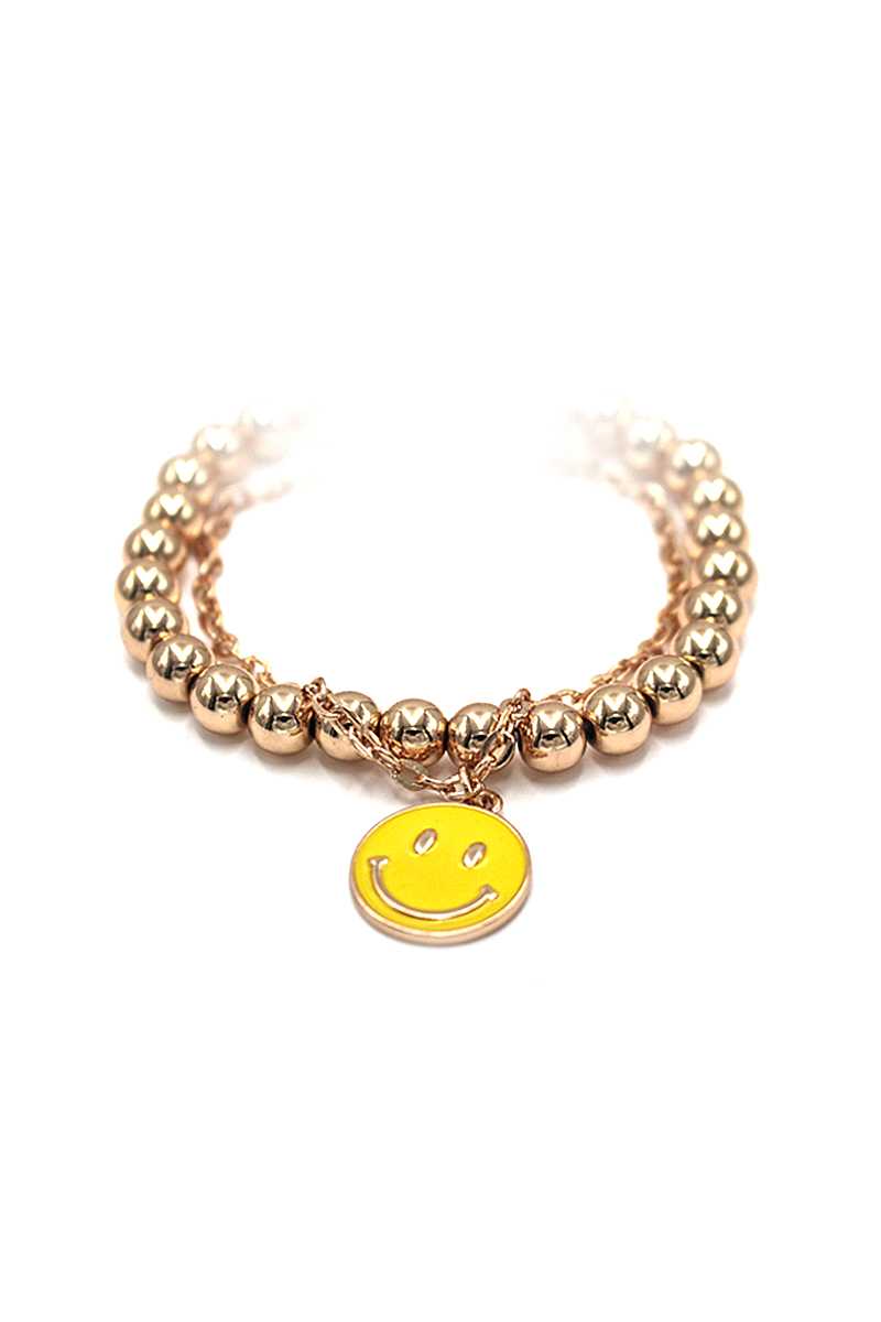 Fashion Smiley Face Metal Bead Bracelet