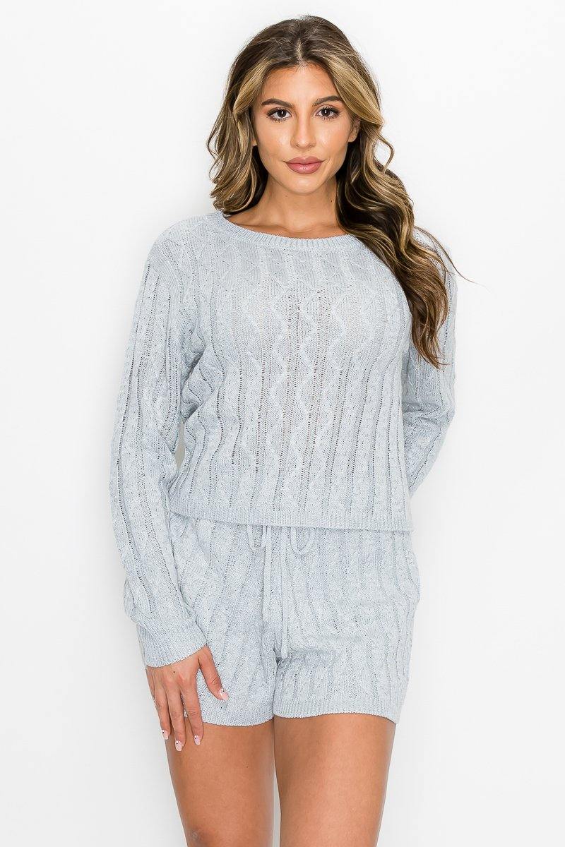 Sweater Long Sleeves & Short Set - Pearlara