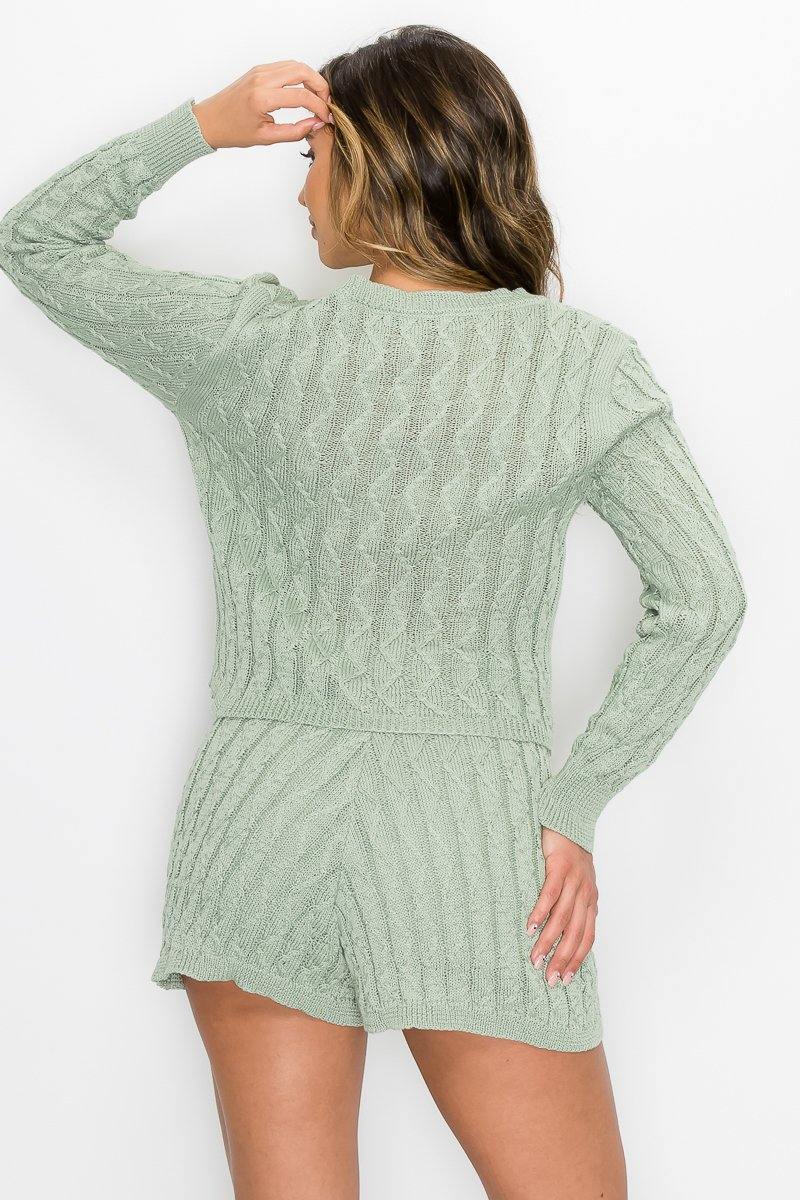 Sweater Long Sleeves & Short Set - Pearlara