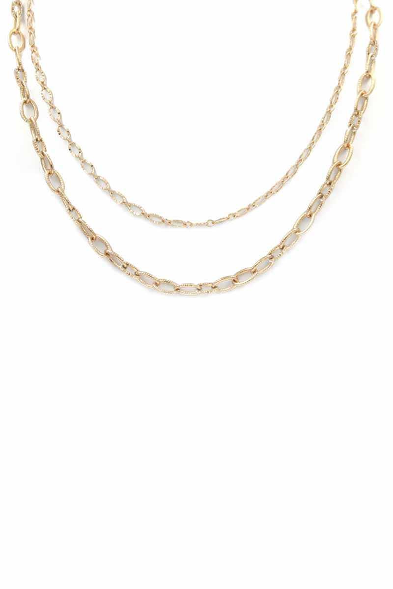2 Layered Metal Chain Necklace - Pearlara