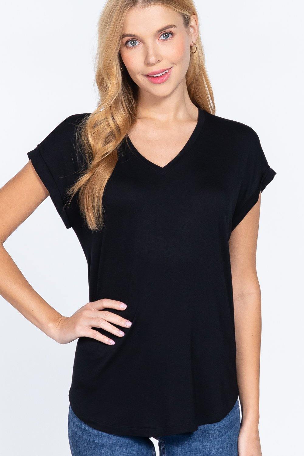 Dolman Slv V-neck Rayon Jersey Top - Pearlara