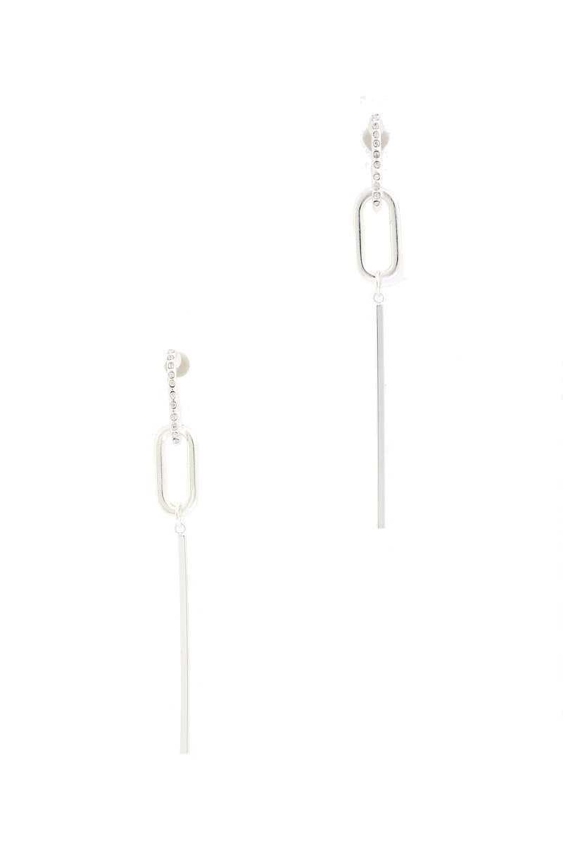 Oval Metal Bar Post Drop Earring - Pearlara