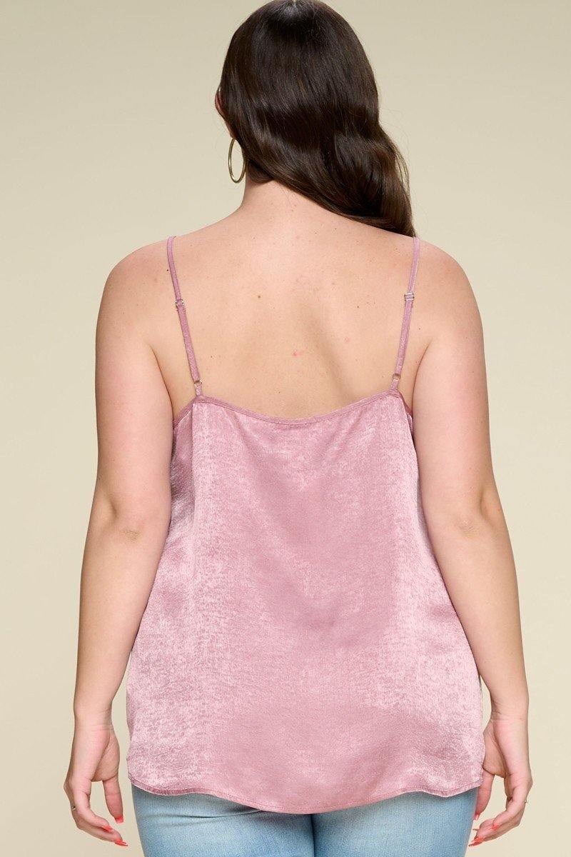 Solid Satin Sleeveless Cami Woven Tank Top - Pearlara