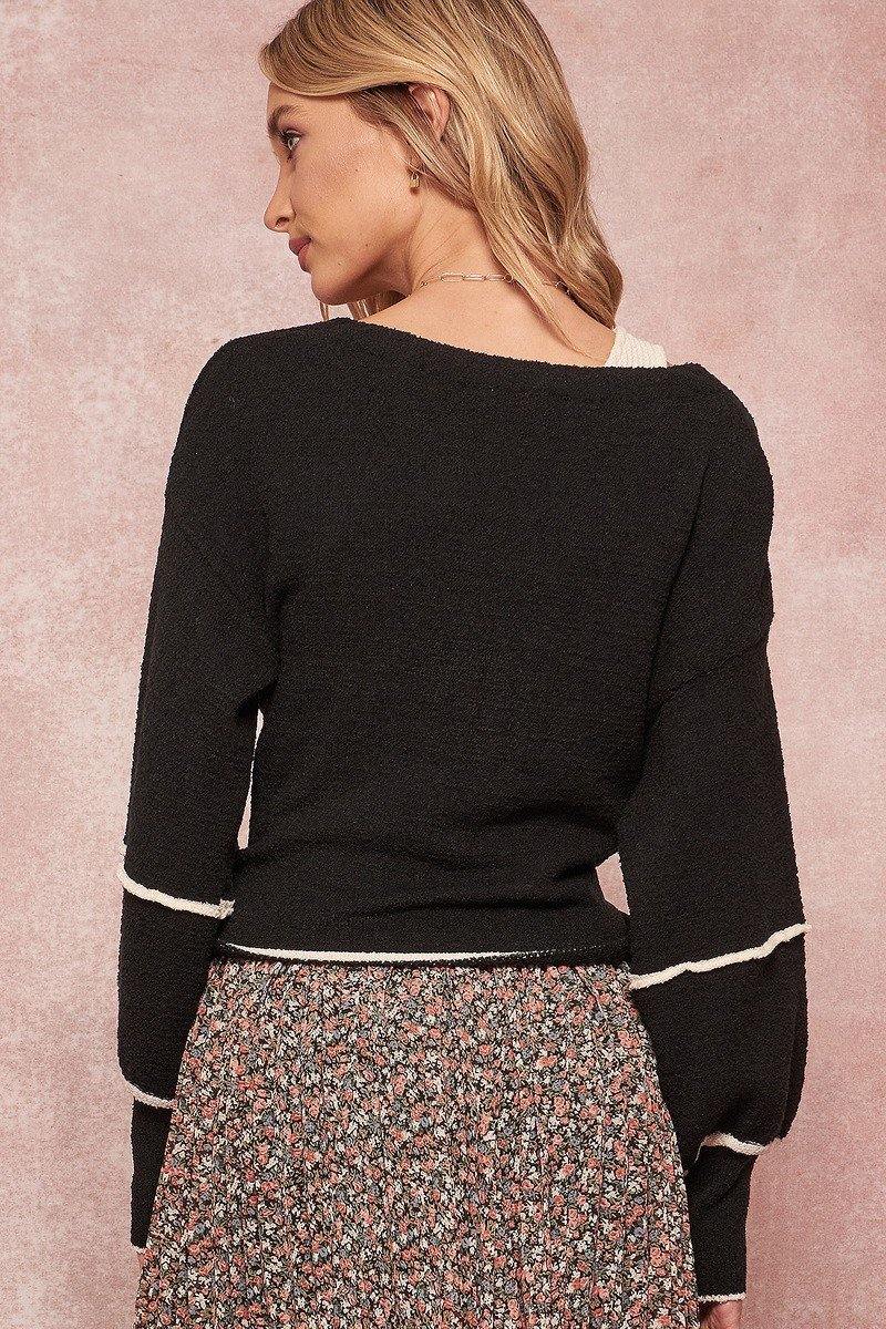 A Textured Knit Cardigan Sweater - Pearlara