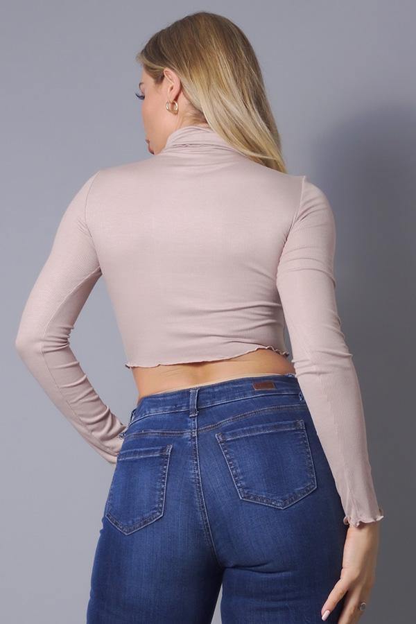 Long Sleeve Purl Edge Layer Top - Pearlara