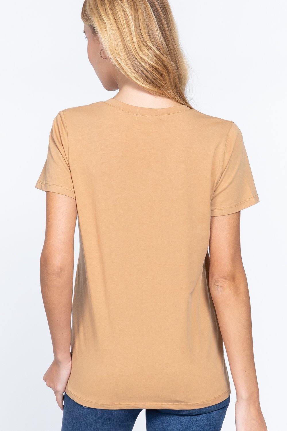 Short Sleeve V-neck Boxy Tee - Pearlara