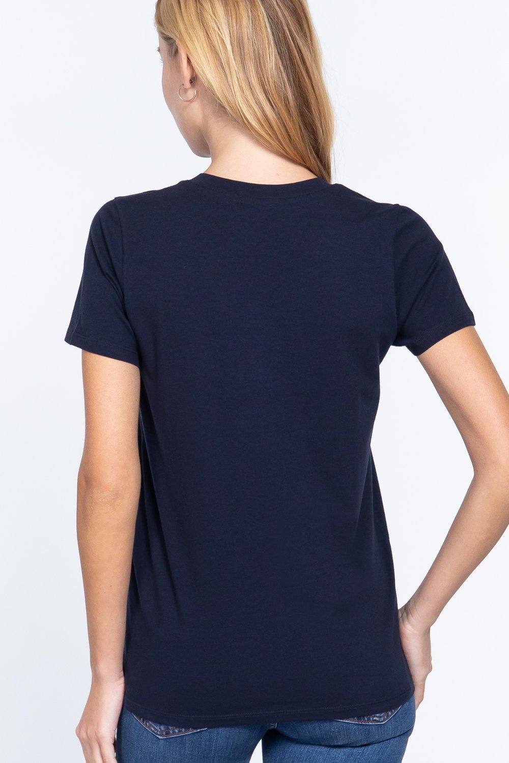 Short Sleeve V-neck Boxy Tee - Pearlara