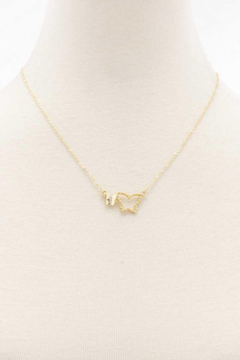 Double Butterfly Necklace - Pearlara