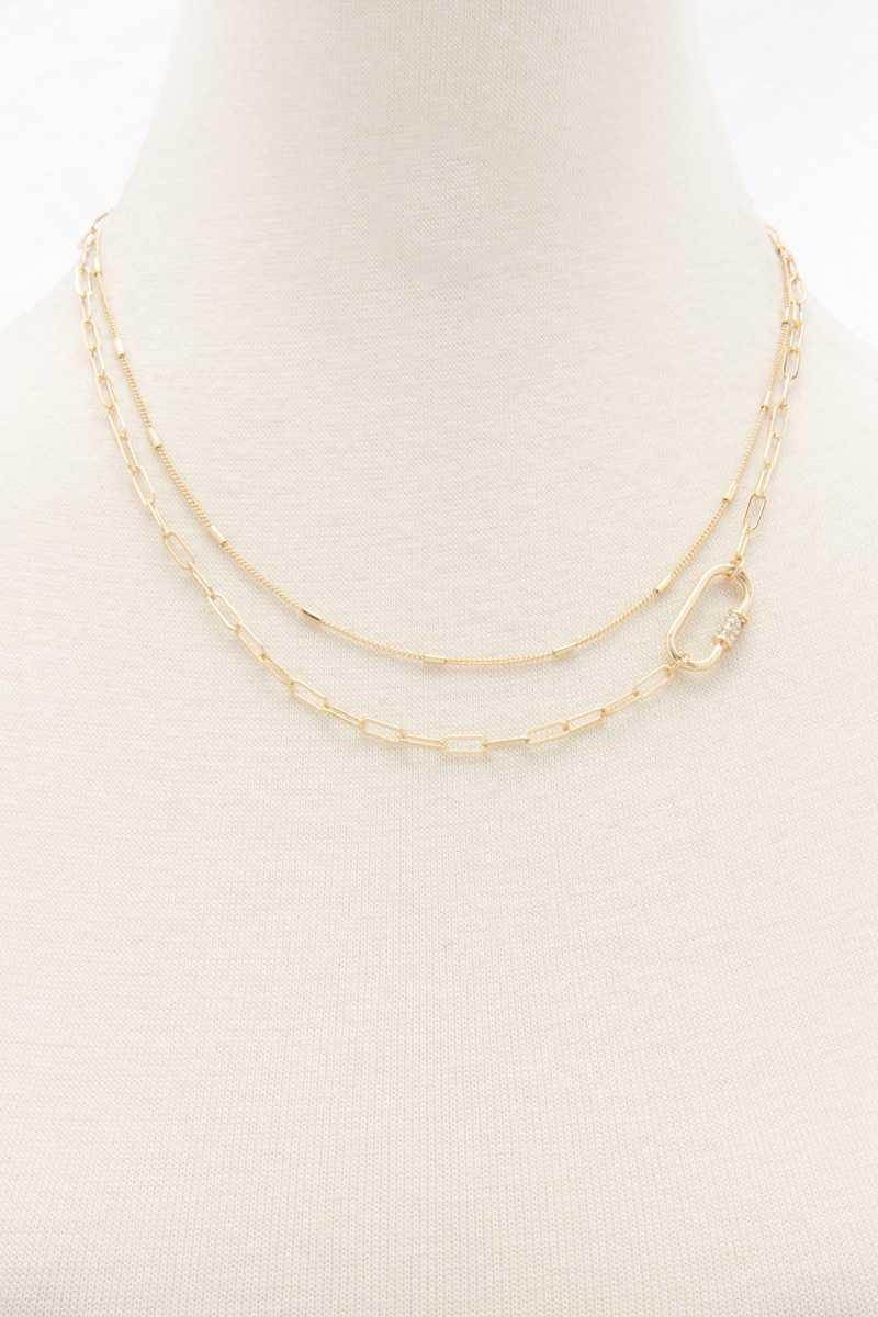 Oval Link Layered Necklace - Pearlara