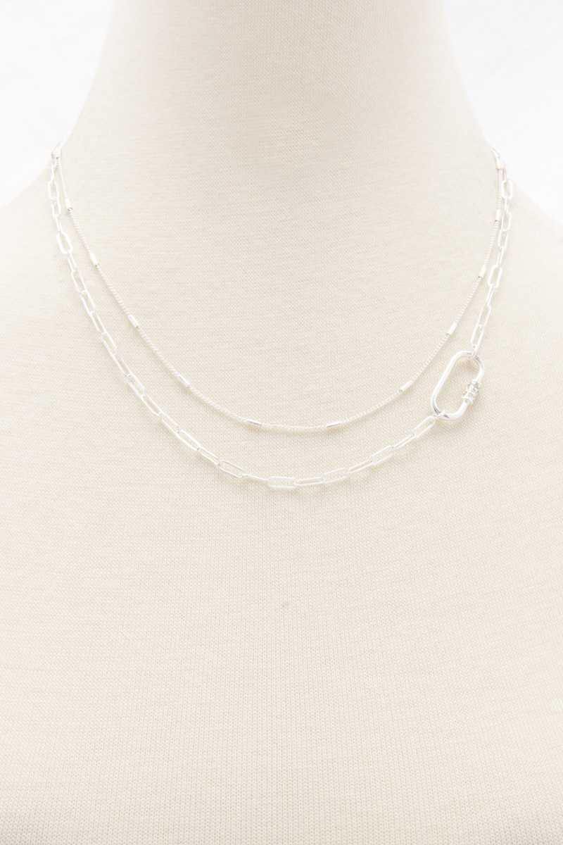 Oval Link Layered Necklace - Pearlara