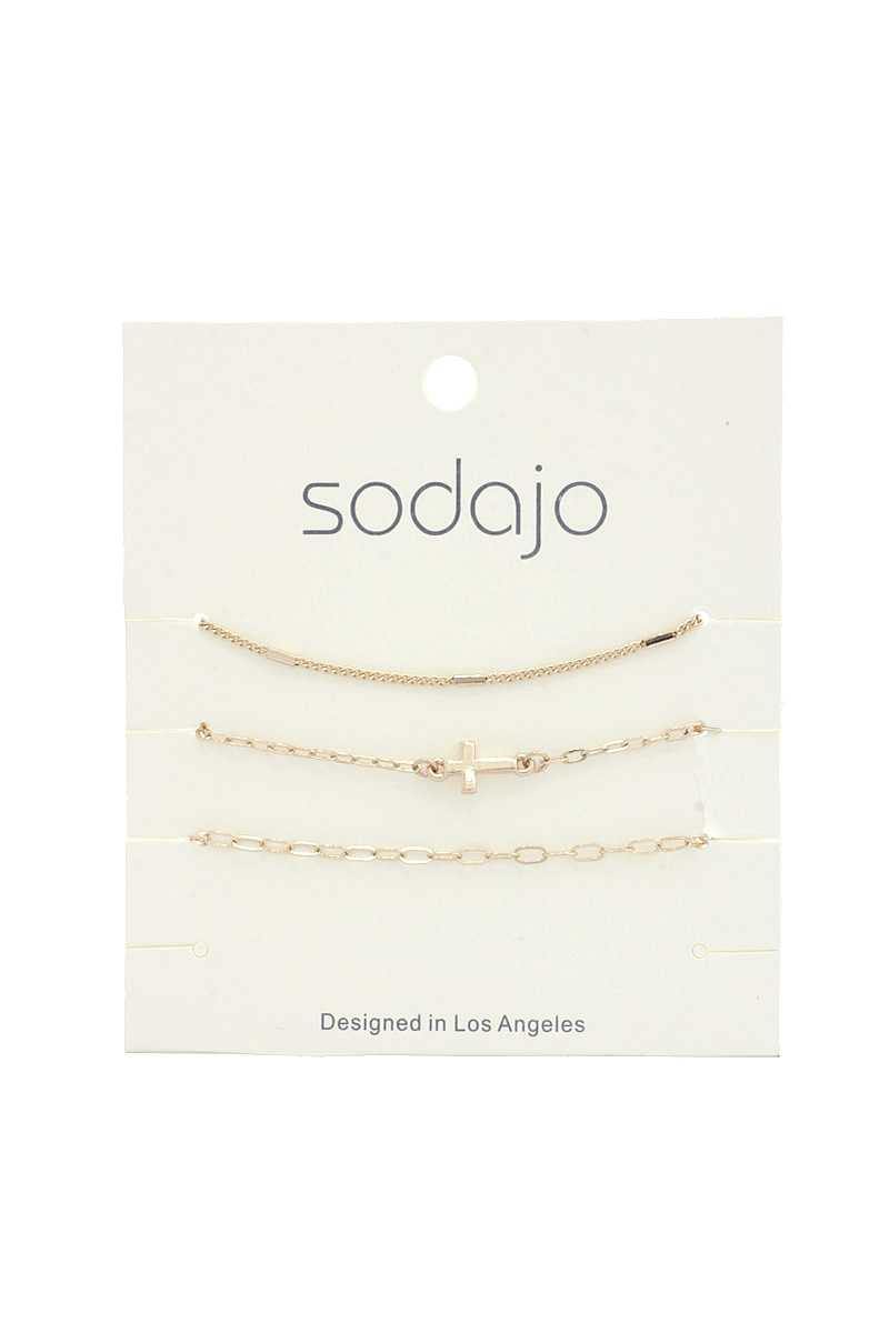 Sodajo Cross Charm Bracelet Set - Pearlara