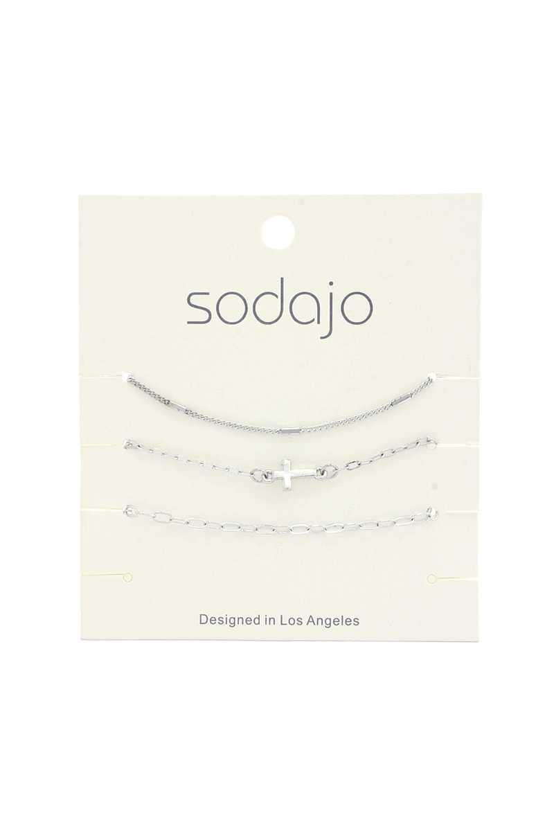 Sodajo Cross Charm Bracelet Set - Pearlara