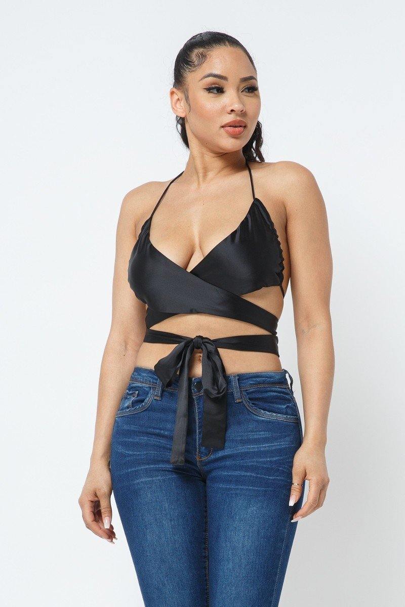 Satin Wrap Around Top - Pearlara