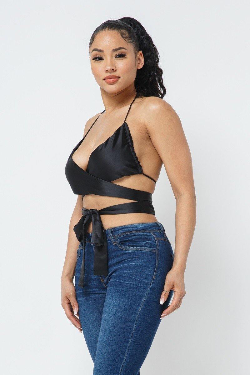 Satin Wrap Around Top - Pearlara