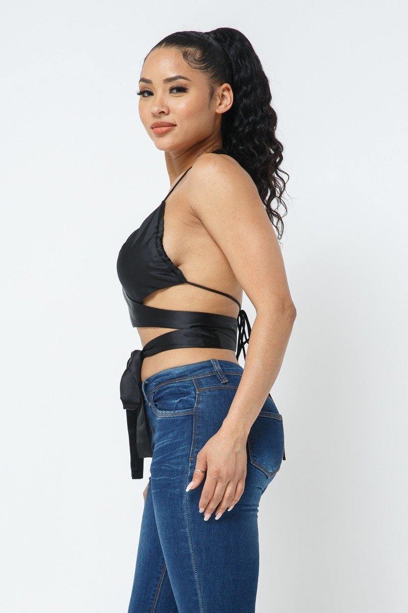 Satin Wrap Around Top - Pearlara