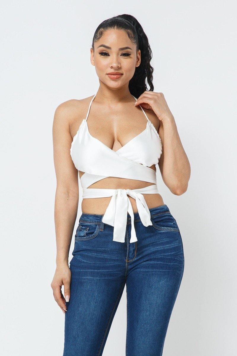 Satin Wrap Around Top - Pearlara