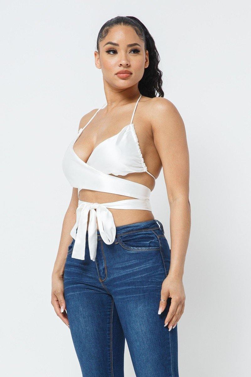 Satin Wrap Around Top - Pearlara