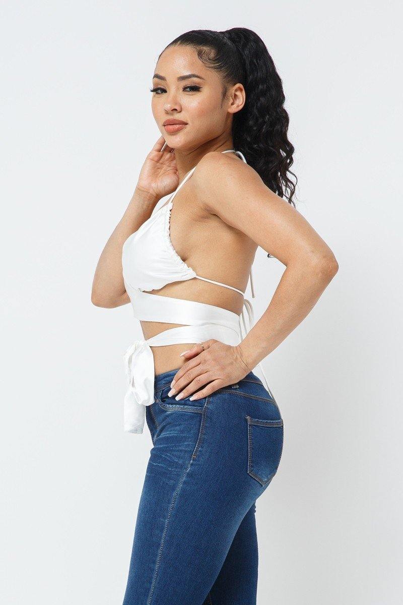 Satin Wrap Around Top - Pearlara