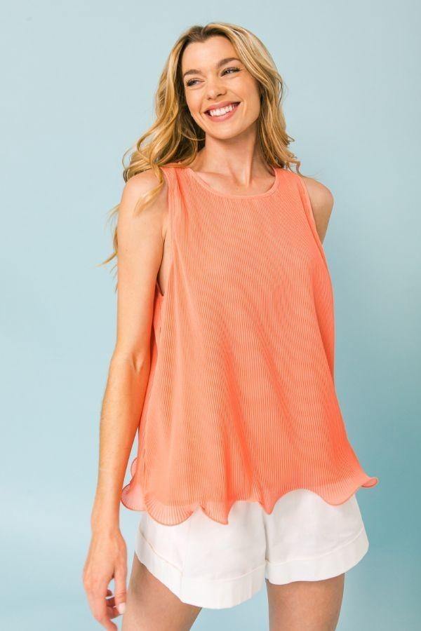 A Baby Pleated Sleeveless Top - Pearlara