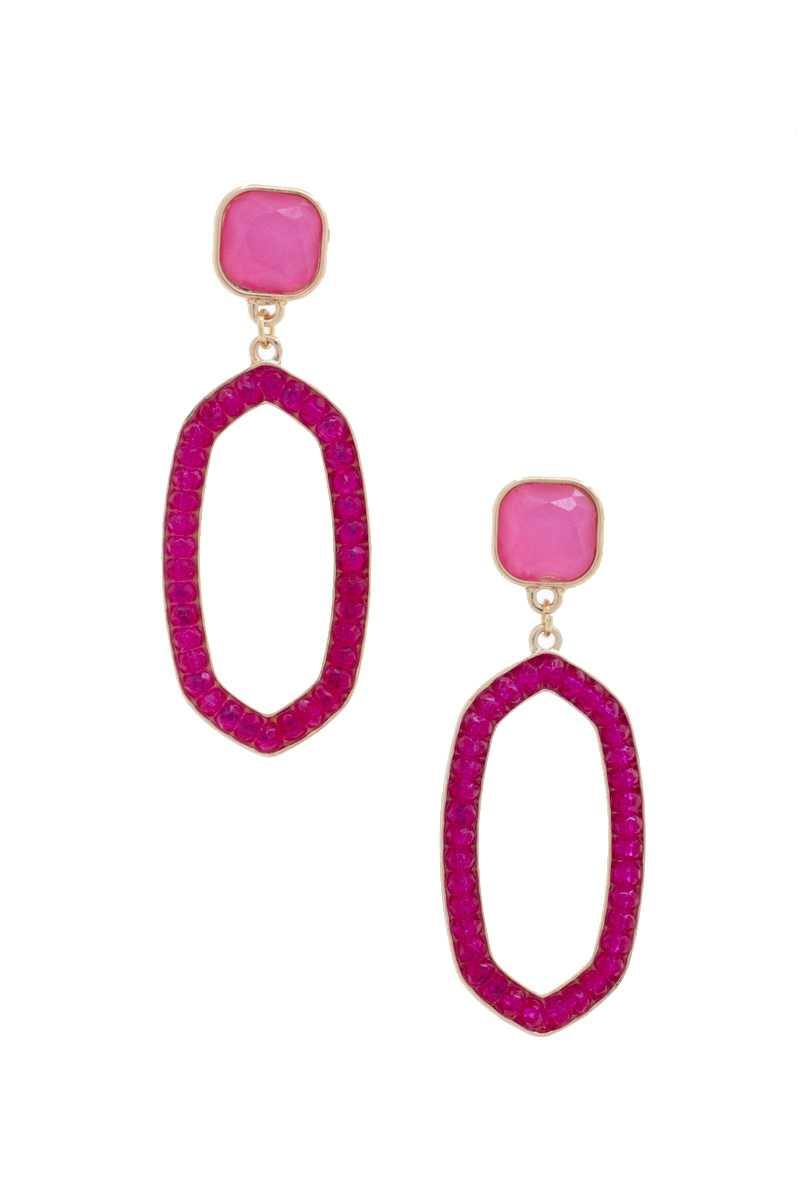 Beaded Oval Post Drop Earring - Pearlara