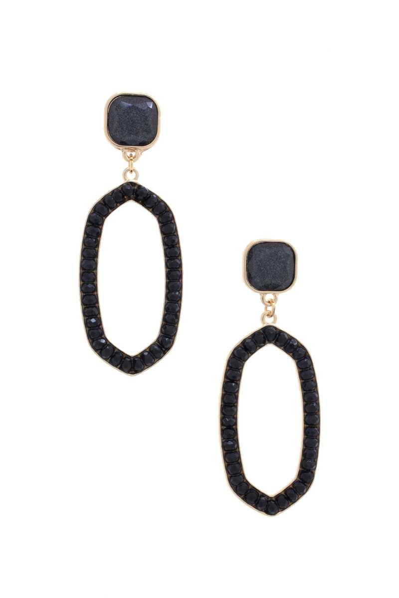 Beaded Oval Post Drop Earring - Pearlara