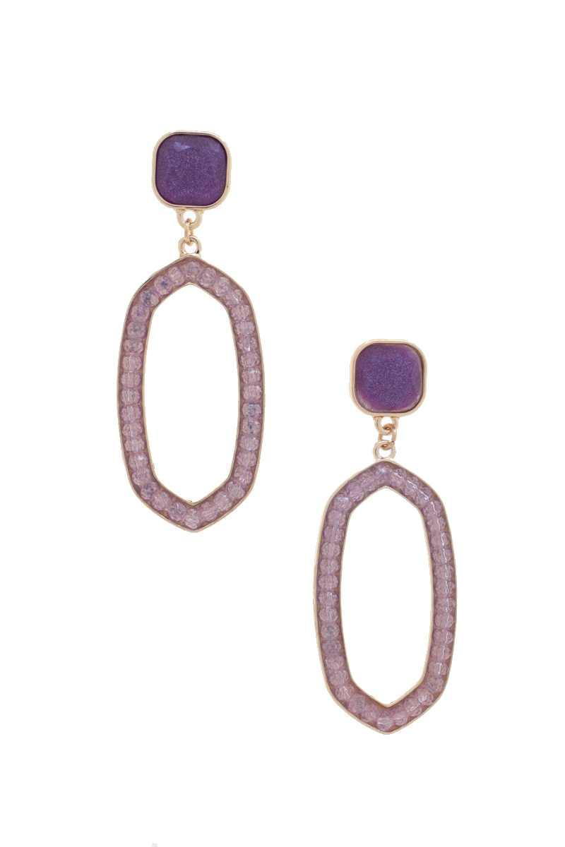 Beaded Oval Post Drop Earring - Pearlara