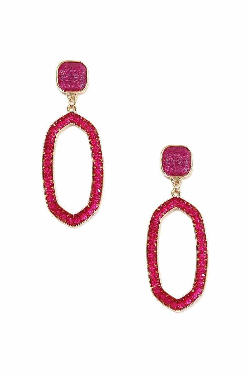 Beaded Oval Post Drop Earring - Pearlara