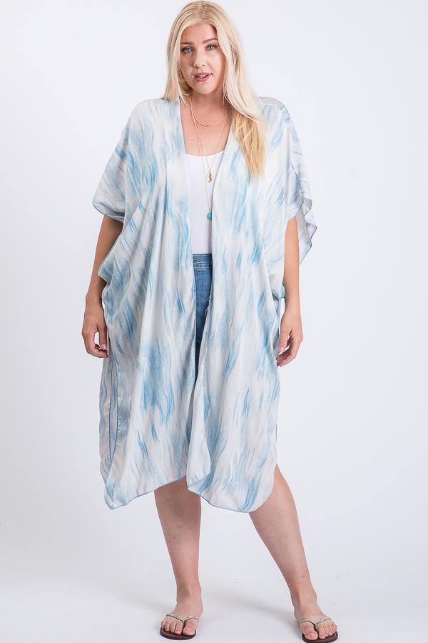 Zebra Print Short Sleeve Maxi Kimono - Pearlara