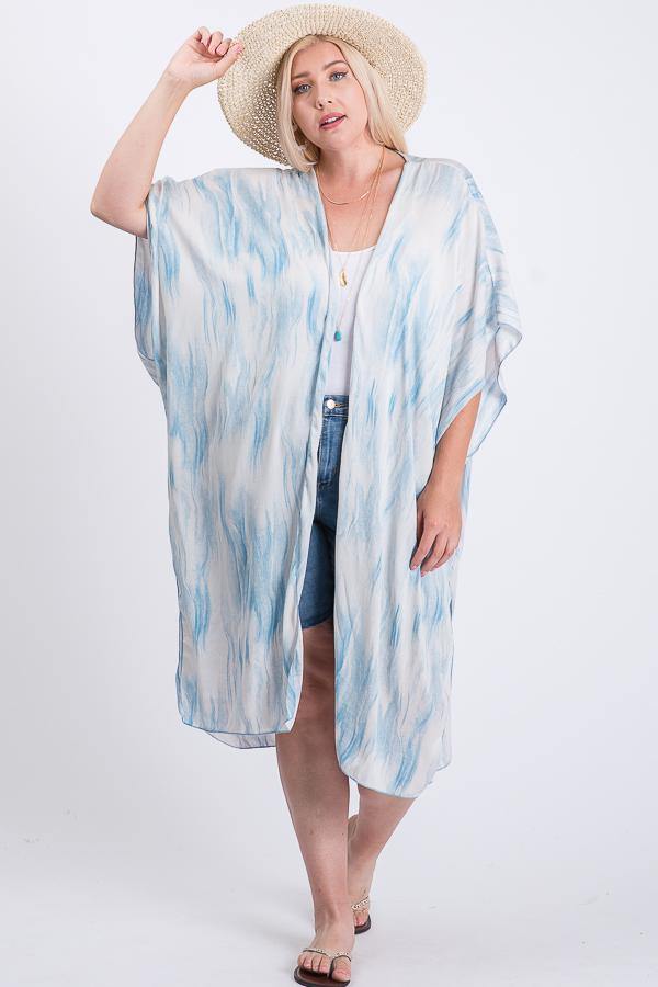 Zebra Print Short Sleeve Maxi Kimono - Pearlara