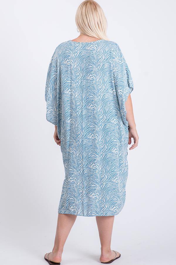 Zebra Print Short Sleeve Maxi Kimono - Pearlara