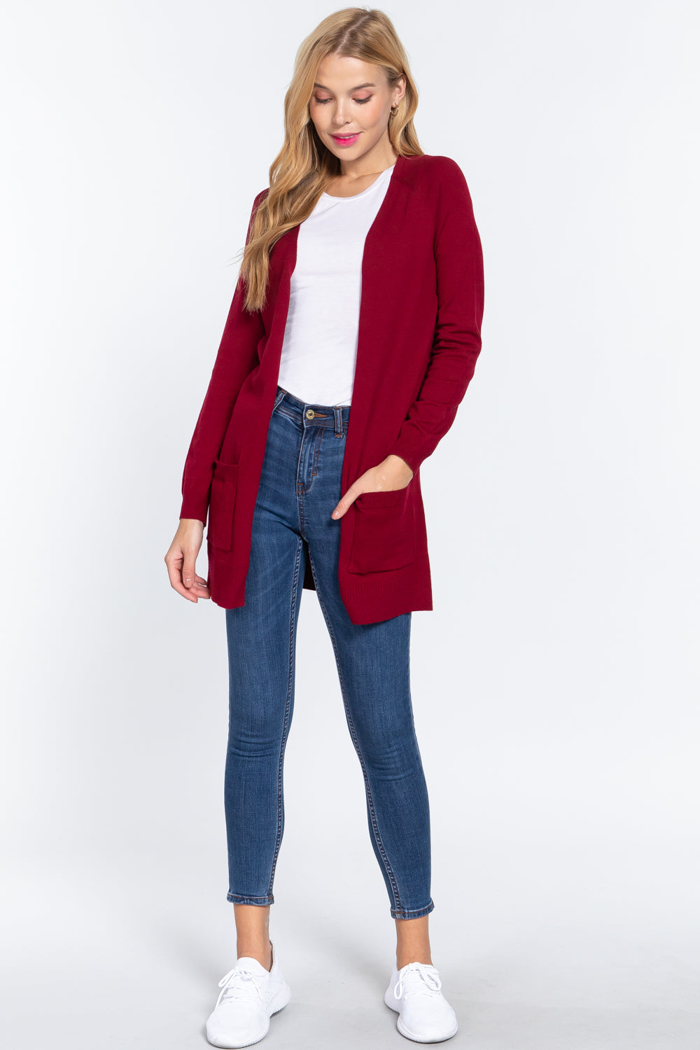 Raglan Slv Open Sweater Cardigan