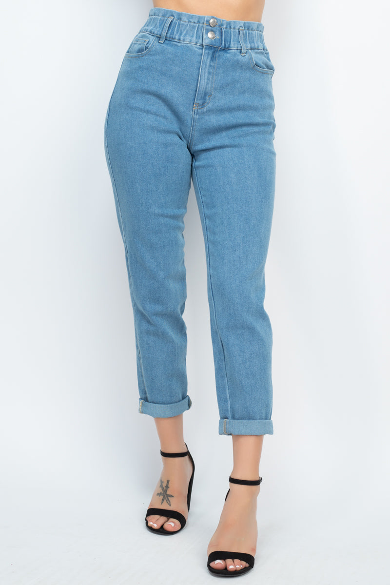 Double Button High-waisted Jeans