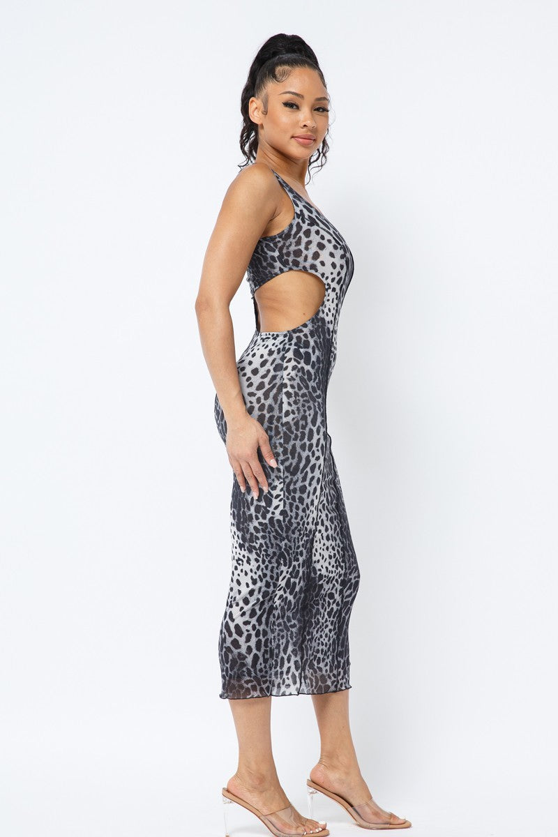 Animal Print Midi Dress With Strap