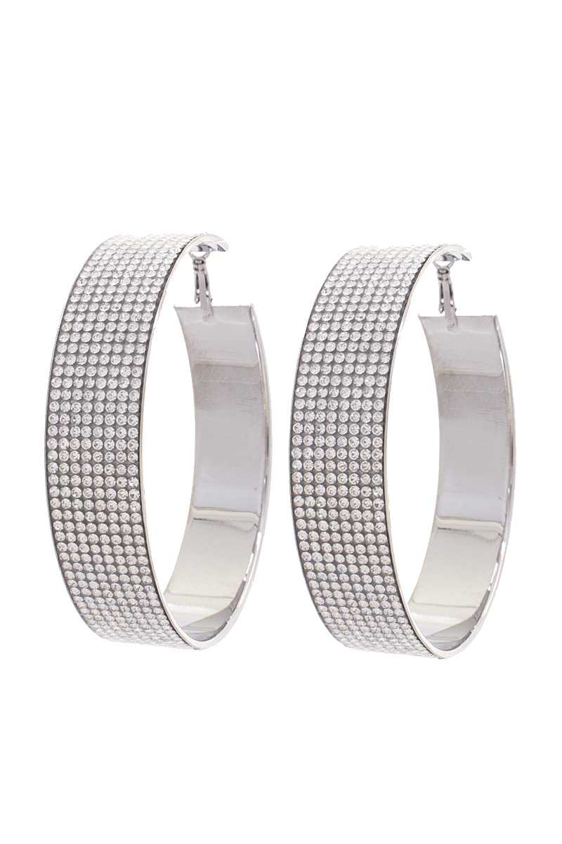 8 Row Rhinestone Wide Hoop Earring