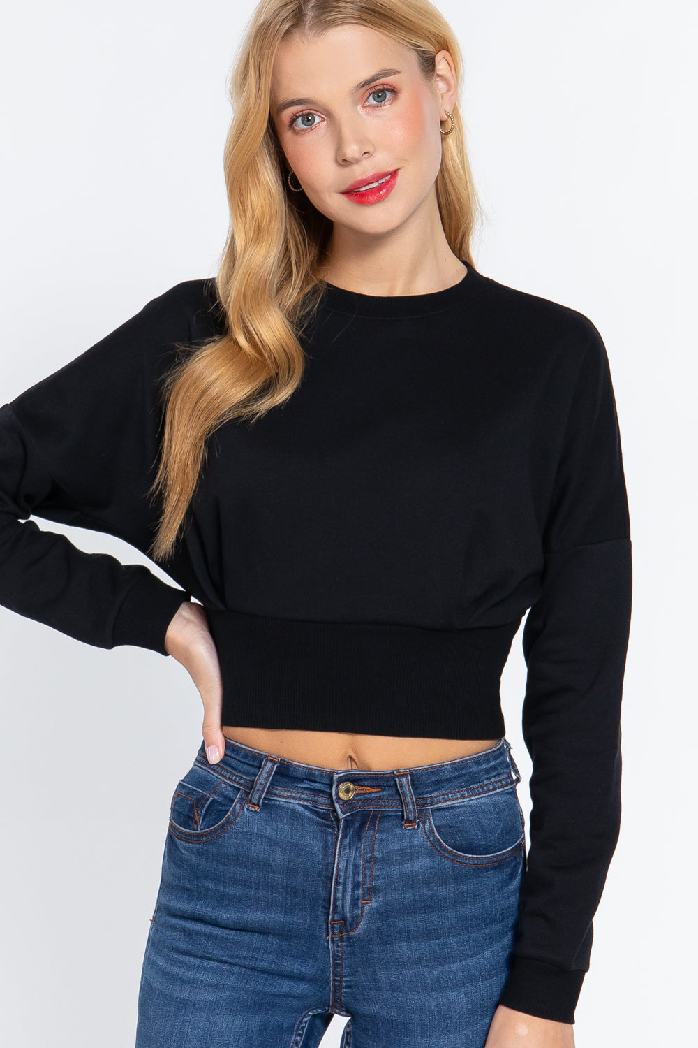 Dolman Slv Inner Fleece Terry Top