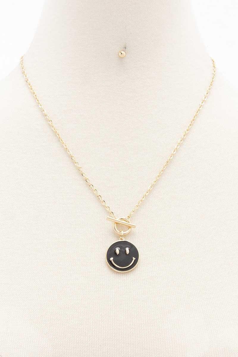 Fashion Smiley Face Metal Chain Necklace And Earring Set