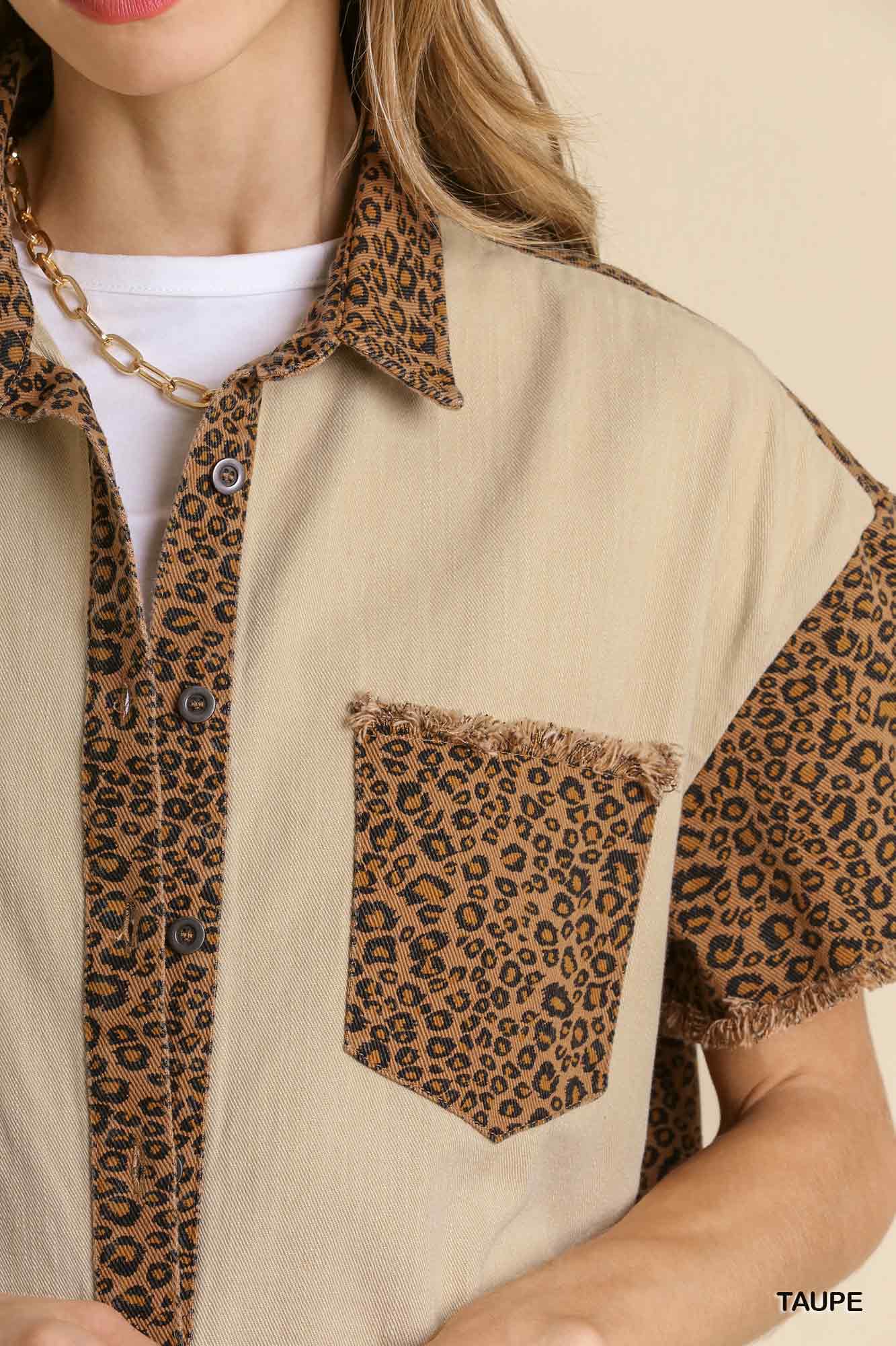 Mixed Animal Print Oversized Jacket With Chest Pockets