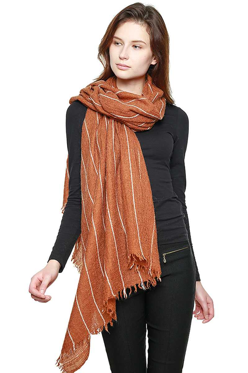 Wool Blend Stitch Lined Long Scarf